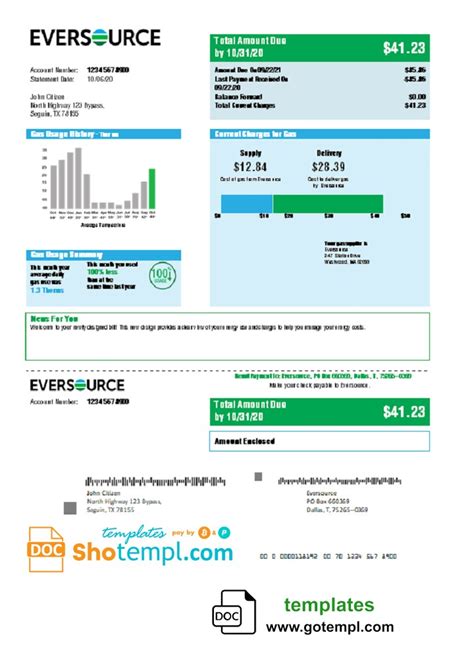 Usa Eversource Gas Utility Bill Template In Word And Pdf Format Good