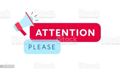 Attention Please Sign Vector Modern Color Illustration Text In Red