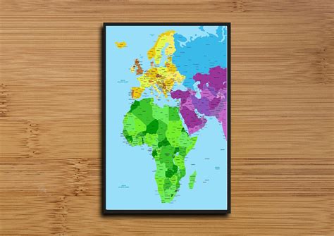 Large Detailed Map of Europe and Africa Colourful Country Map - Etsy