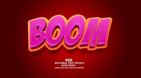 Boom 3d Bearbeitbare Psd Texteffekt Photoshop Vorlage Premium PSD Datei