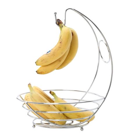 Premier Housewares Fruit Bowl And Banana Hanger Chrome Fruit