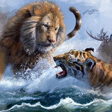 Lion Vs Tiger On A Beach Background, Lion Vs Tiger Fight, Beach, Animal ...