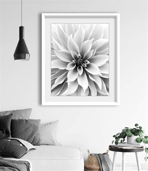 Dahlia Flower Photography Black and White Photography Print - Etsy