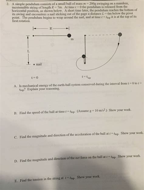 Solved A Simple Pendulum Consists Of A Small Ball Of Mass M Chegg