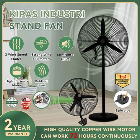 2 Year WarrantyFOOKSUNG Industrial Fan Kipas Berdiri 3 Speed 280W