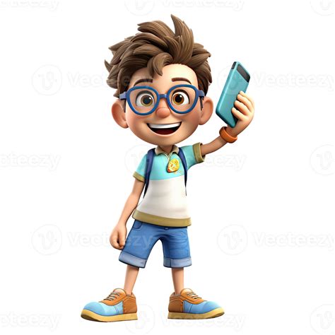 Cute Cartoon Boy Student Character On Transparent Background 25003249 Png