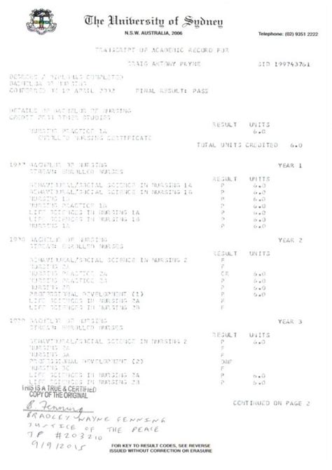 Usyd Academic Transcript