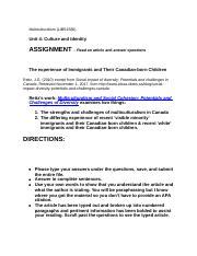 THE ASSIGNMENT Docx Multiculturalism LIBS1580 Unit 4 Culture And