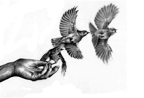 Birds Taking Flight Out Of A Person S Hand Bird Drawings Drawings