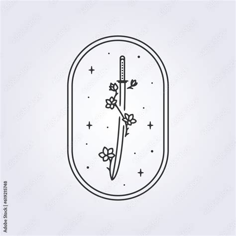 katana sword samurai warrior icon vector symbol label sign sticker ...