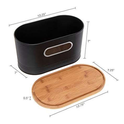 Mindful Design 2 In 1 Modern Tall Bread Box Wbamboo Cutting Board Lid Black Pricepulse