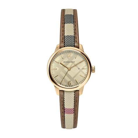 Burberry Women S The Classic Round Multi Color Fabric Strap Timepiece