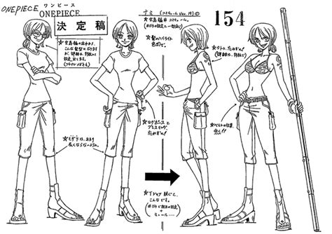 Skypiea Nami Sheet Character Design Official Reference Settei Piecings One Piece