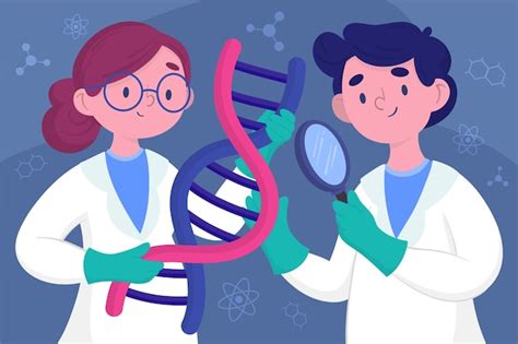 Scientists holding dna molecules illustration | Free Vector