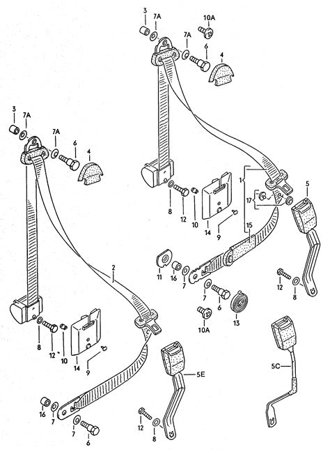 Volkswagen Rabbit Conv Golf Cabrio 1984 1993 Three Point Safety Belt Vag Etka Online