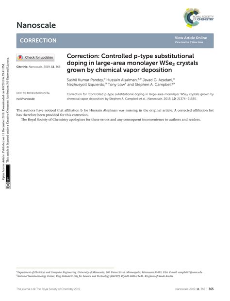 Pdf Correction Controlled P Type Substitutional Doping In Large Area