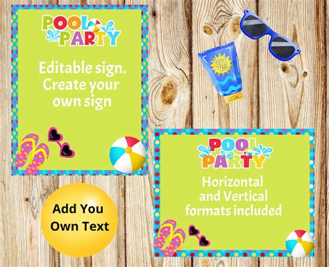 Pool Party Birthday Sign Pool Party Signs Pool Party Food Etsy