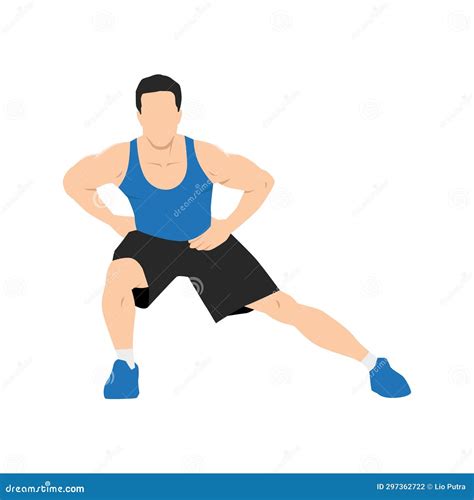 Man Doing Standing Adductor Or Adduction Stretch Exercise Stock