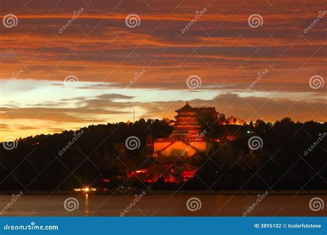 Sunset in Summer Palace stock photo. Image of color, beijing - 3895102