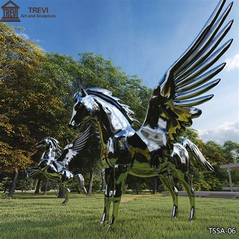 Stainless Steel Metal Pegasus Sculpture Public Art For Saletrevi Statue