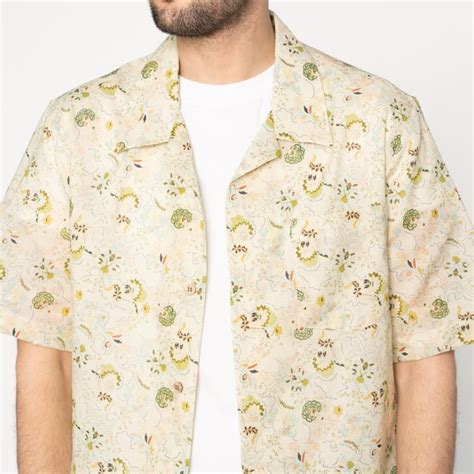 Рубашка Naked and Famous Aloha Shirt Flora Sketches Natural