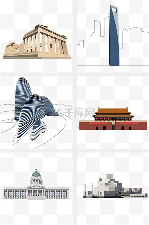 世界著名建筑插画图片 世界著名建筑插画图片素材免费下载 千库网