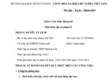 Top 6 báo cáo thu hoạch thực tập sư phạm thpt mới nhất năm 2023 EU