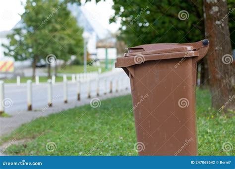 Brown Organic Waste Recyclable Bin In The City Stock Photo Image Of