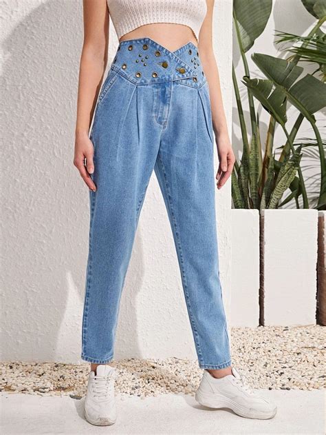 Paperbag Waist Slant Pocket Self Belted Jeans Artofit