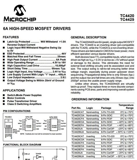 Tc Tc Coa A Non Inverting High Speed Mosfet Driver Tc