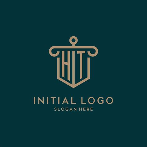 Ht Monogramme Initiale Logo Conception Avec Bouclier Et Pilier Forme