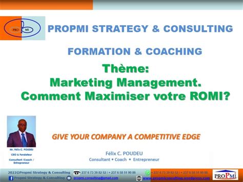 Formation De Marketing Management Propmi® Strategy And Consulting Sarl