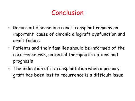 Management Of Disease Recurrence After Renal Transplantation Ppt