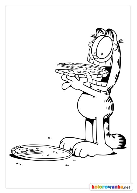 Garfield Je Pizz Kolorowanka Kolorowanki Do Druku