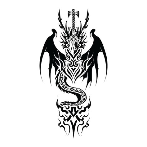 Dragon Silhouette Tattoo Vectors & Illustrations for Free Download