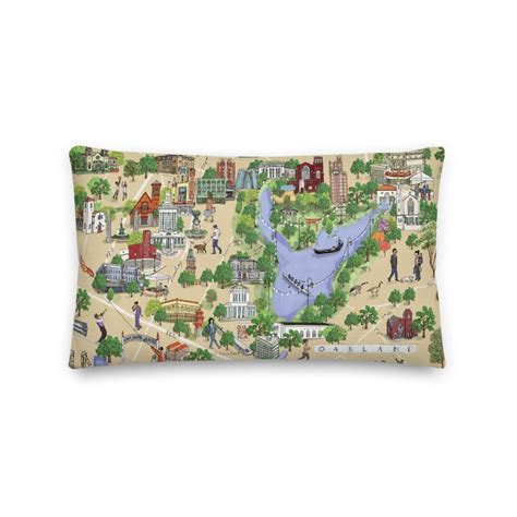 Illustrated Map of Oakland Lake Merritt in Cream Premium Pillow - Etsy