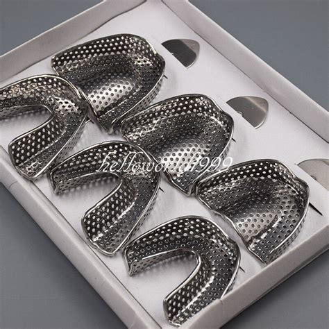 6 Pcs Box Dental Autoclavable Metal Impression Trays Upper Lower