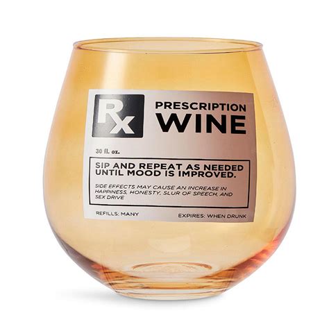 Rx Prescription 30 Oz Stemless Wine Glass Oriental Trading