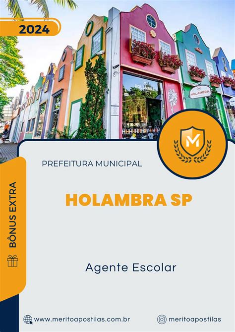 Apostila Agente Escolar Prefeitura de Holambra SP 2024 Mérito Apostilas