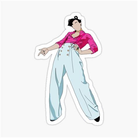 a woman in pink shirt and blue pants with her hands out to the side sticker