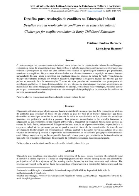 Pdf Desafios Para Resolução De Conflitos Na Educação Infantil