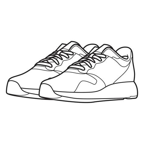 Hand Drawn sneaker outline. drawing vector, black line sneaker. vector ...