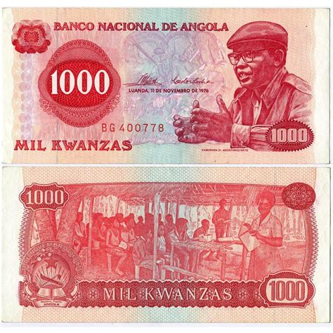 1976 Billete Angola 1000 Kwanzas Dr Agostinho Neto P113a CSC