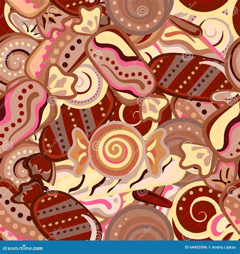 Seamless Kawaii Child Pattern With Candy Cute Doodles Stock