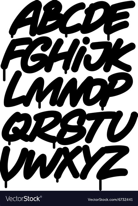 Hand Written Graffiti Font Alphabet Royalty Free Vector