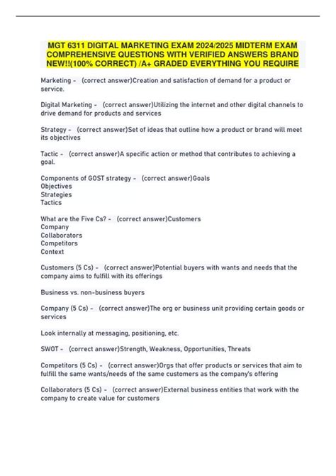 MGT 6311 DIGITAL MARKETING EXAM 2024/2025 MIDTERM EXAM COMPREHENSIVE