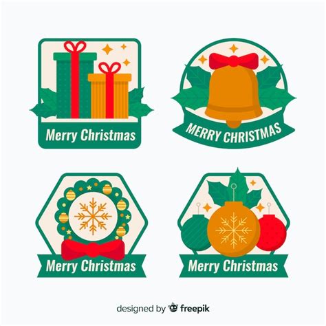 Free Vector | Flat design of christmas badge collection