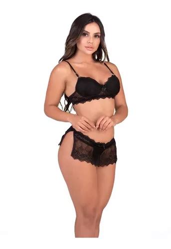 Conjunto Lingerie Sexy Bojo Sutia Calcinha C Saia Sensual