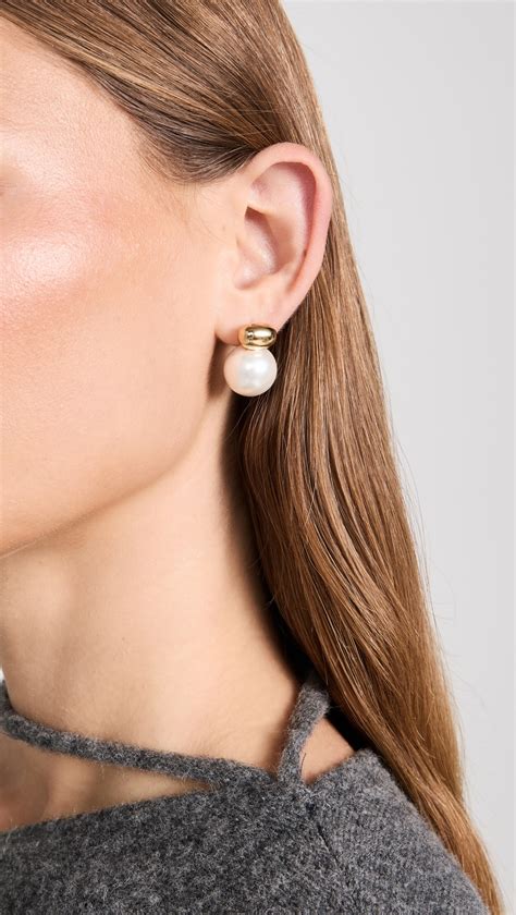 SHASHI Gold Pearl Stud Drop Earrings Shopbop