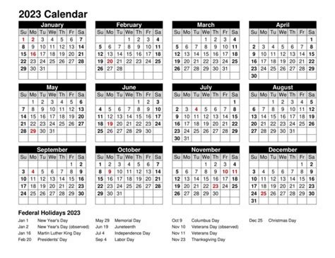 A 2012 Calendar With The Holidays In Black And White